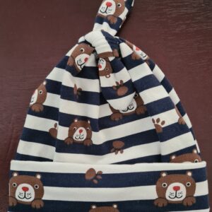 Blue bear top knot hat