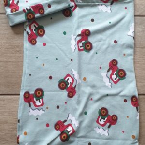 Green tractor hat and sack