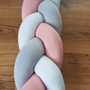 Darker pink, white and light grey