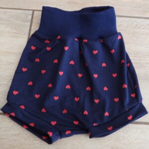 Shorts, navy with pink hearts