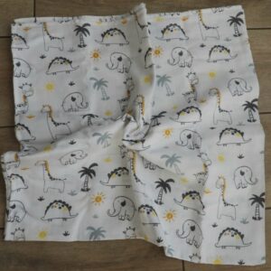 Grey wild animal organic muslin